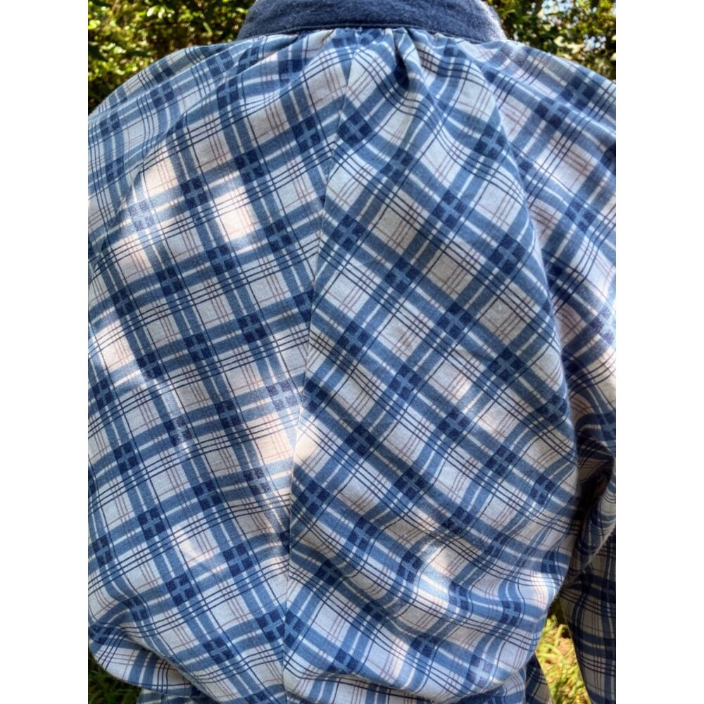 Vintage 1970s Chambray Blue Plaid Dress Rosani Size 8 - Picture 11 of 16